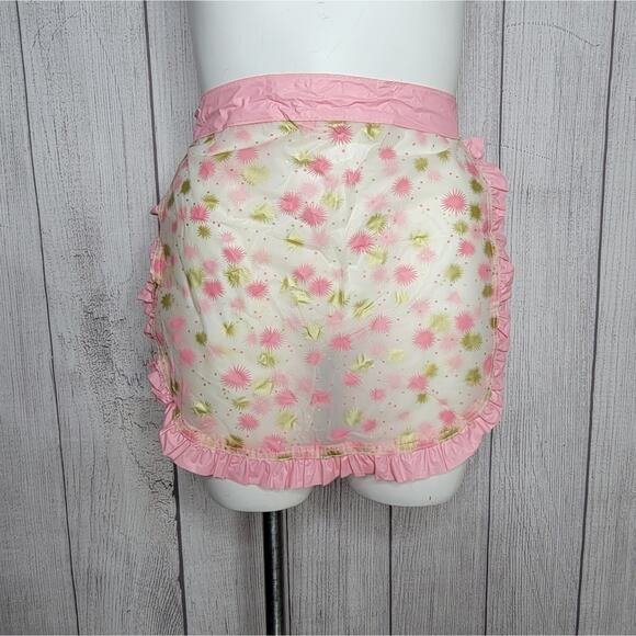 Vintage MCM Starburst Pink & Gold Vinyl Half Apron - Picture 1 of 8